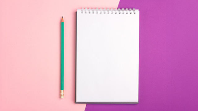 Blank notepad and pencil